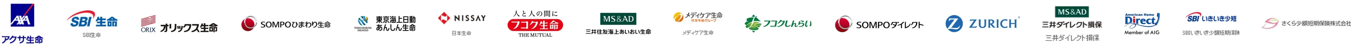 取扱い保険会社（生命保険、がん保険、医療保険、損害保険）